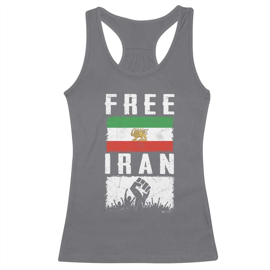 Free Iran Racerback Tank Top Support Iranian Freedom TS14 Charcoal Print Your Wear