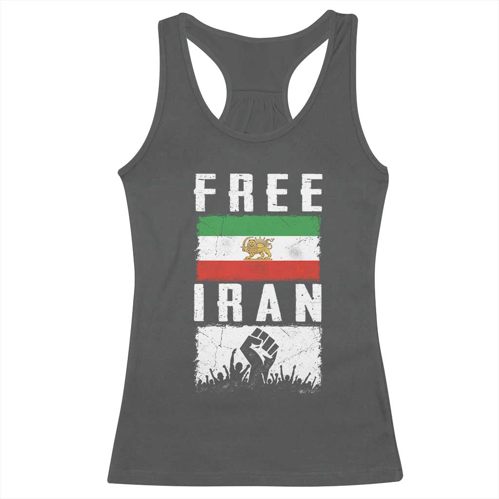 Free Iran Racerback Tank Top Support Iranian Freedom TS14 Dark Heather Print Your Wear