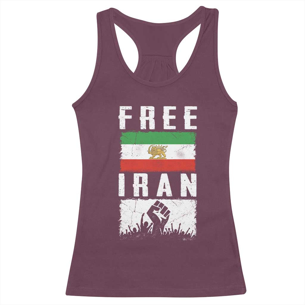 Free Iran Racerback Tank Top Support Iranian Freedom TS14 Maroon Print Your Wear