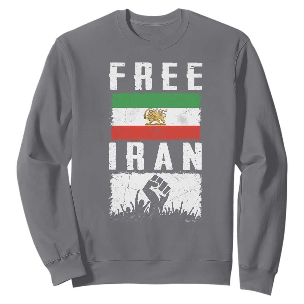 Free Iran Sweatshirt Support Iranian Freedom TS14 Charcoal Print Your Wear