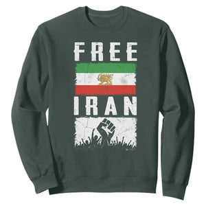 Free Iran Sweatshirt Support Iranian Freedom TS14 Dark Forest Green Print Your Wear