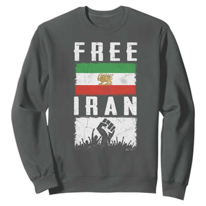 Free Iran Sweatshirt Support Iranian Freedom TS14 Dark Heather Print Your Wear