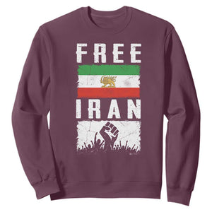 Free Iran Sweatshirt Support Iranian Freedom TS14 Maroon Print Your Wear