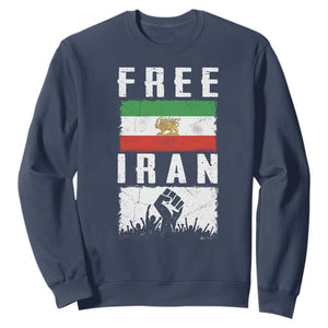 Free Iran Sweatshirt Support Iranian Freedom TS14 Navy Print Your Wear