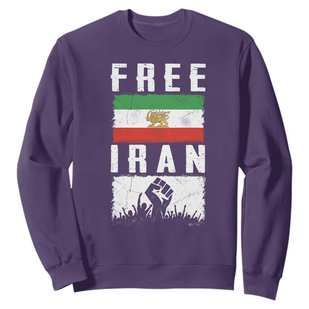 Free Iran Sweatshirt Support Iranian Freedom TS14 Purple Print Your Wear