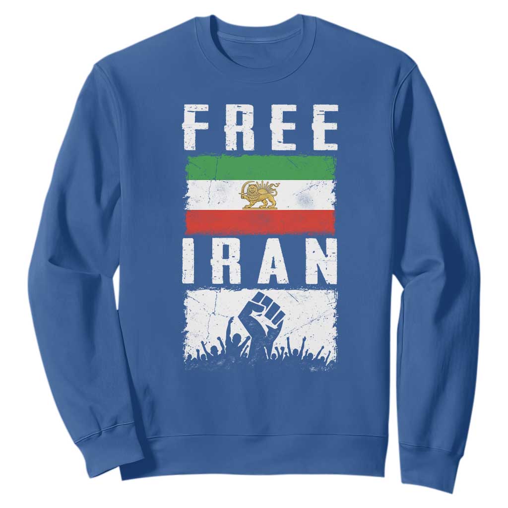 Free Iran Sweatshirt Support Iranian Freedom TS14 Royal Blue Print Your Wear