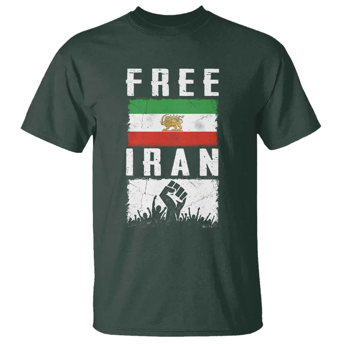 Free Iran T Shirt Support Iranian Freedom TS14 Dark Forest Green Print Your Wear