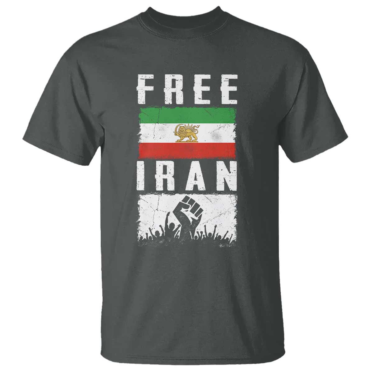 Free Iran T Shirt Support Iranian Freedom TS14 Dark Heather Print Your Wear