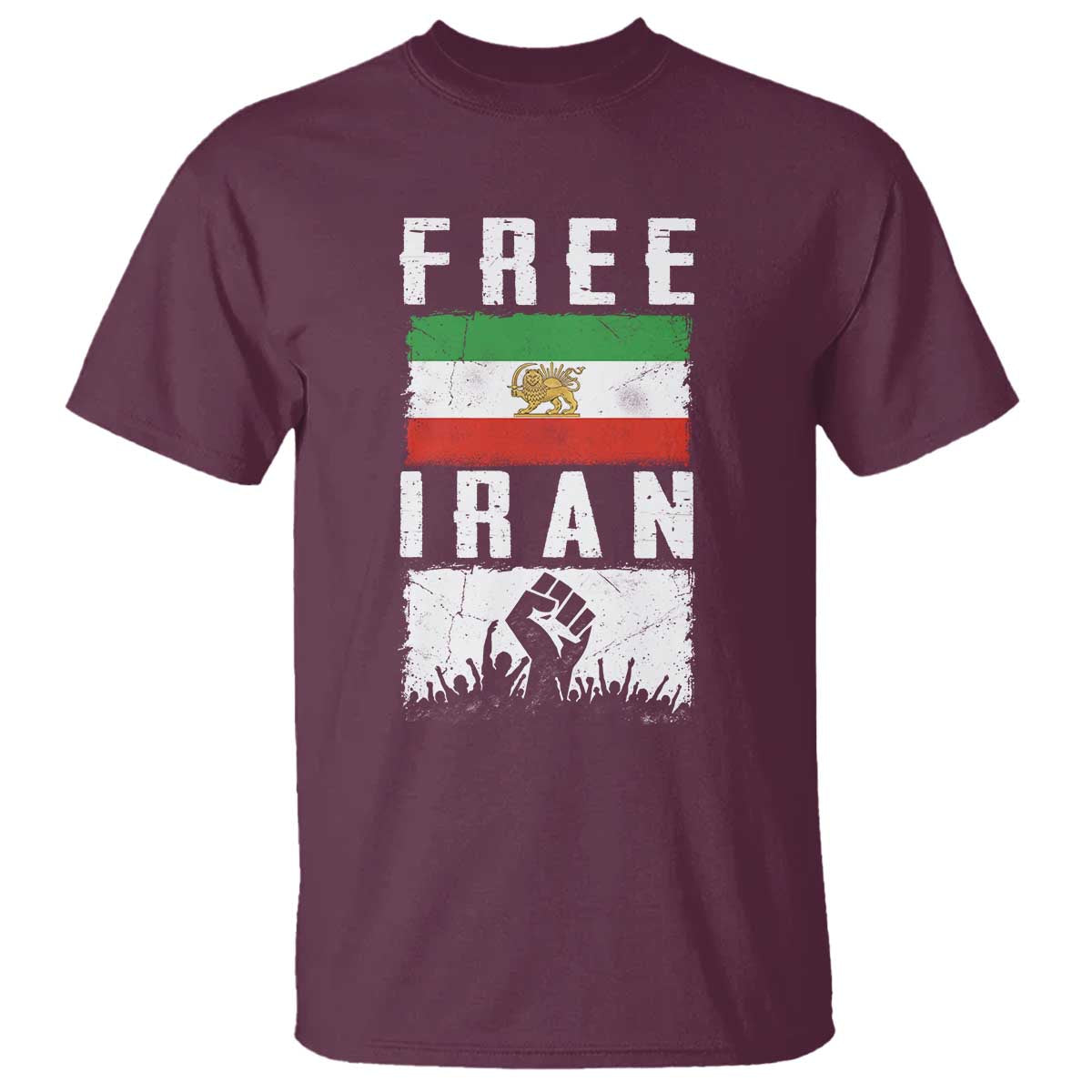 Free Iran T Shirt Support Iranian Freedom TS14 Maroon Print Your Wear