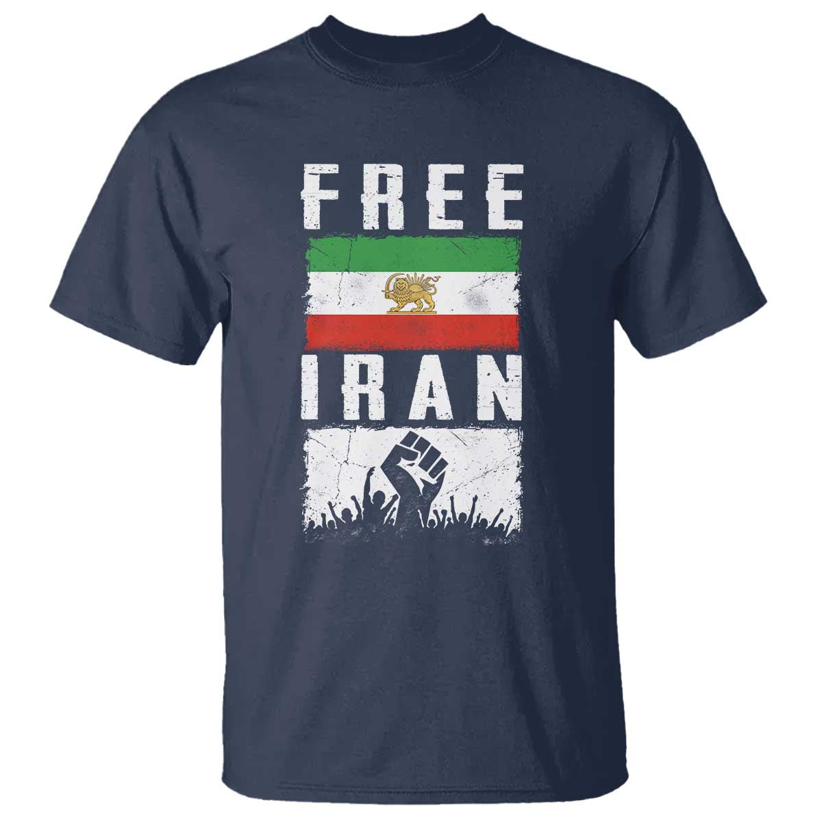 Free Iran T Shirt Support Iranian Freedom TS14 Navy Print Your Wear