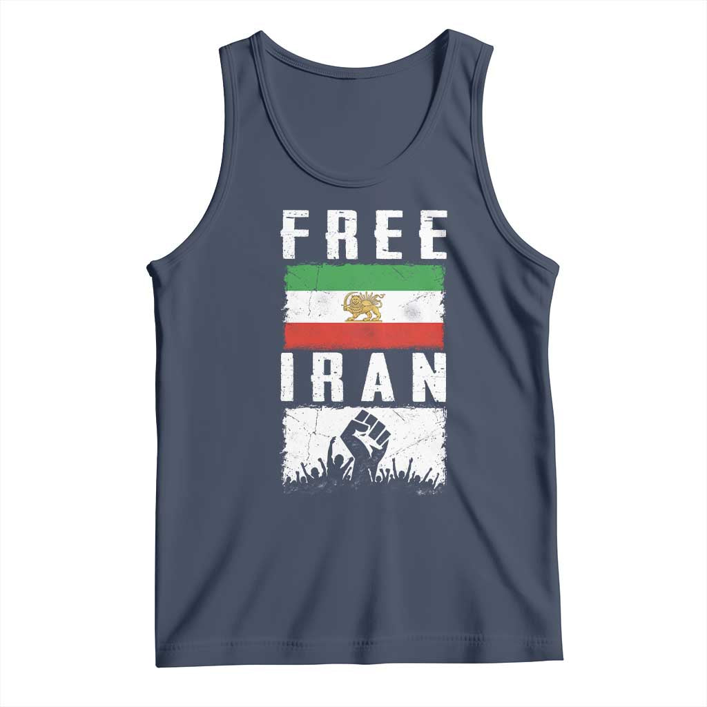 Free Iran Tank Top Support Iranian Freedom TS14 Navy Print Your Wear