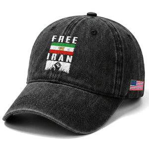 Free Iran Washed Cotton Baseball Cap Support Iranian Freedom TS14 Print Your Wear
