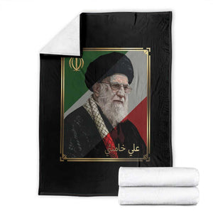 Ali Khamenei Memorial Tribute Portrait Throw Blanket TS14 Black Print Your Wear