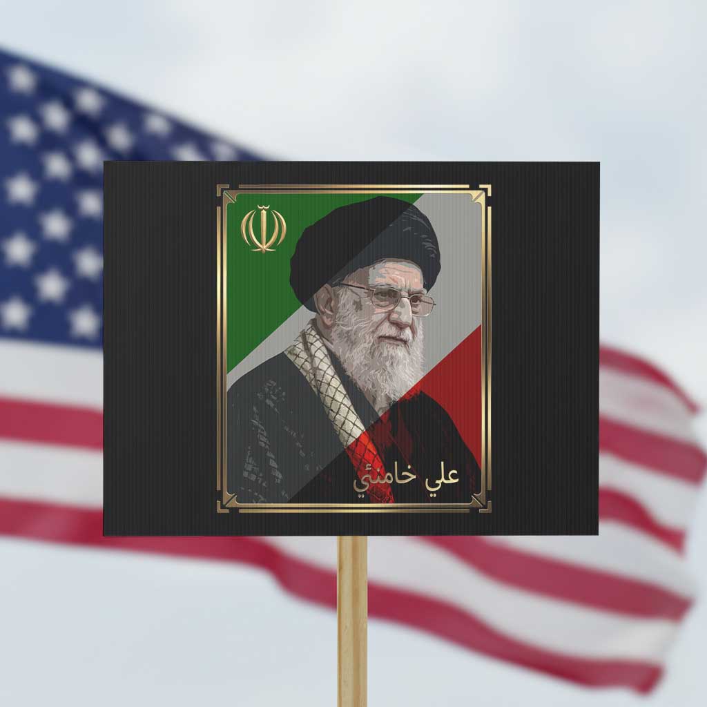 Ali Khamenei Memorial Tribute Portrait Protest Sign TS14 Horizontal 18
