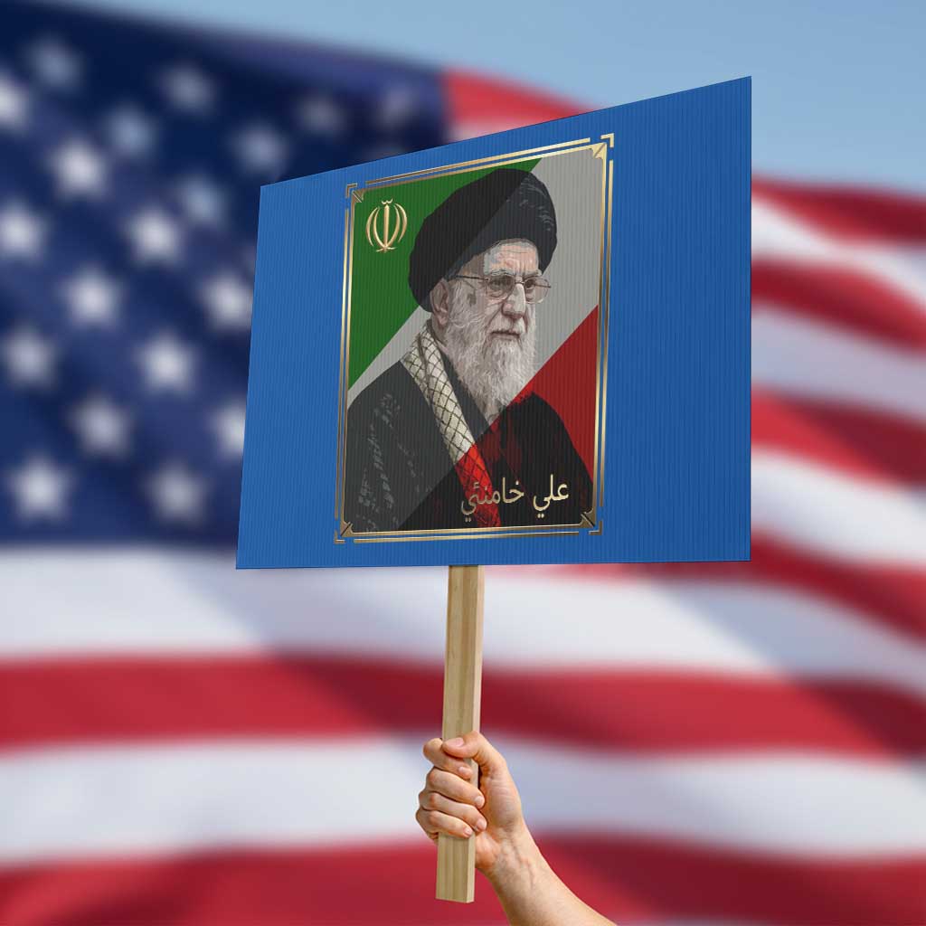 Ali Khamenei Memorial Tribute Portrait Protest Sign TS14 Horizontal 18