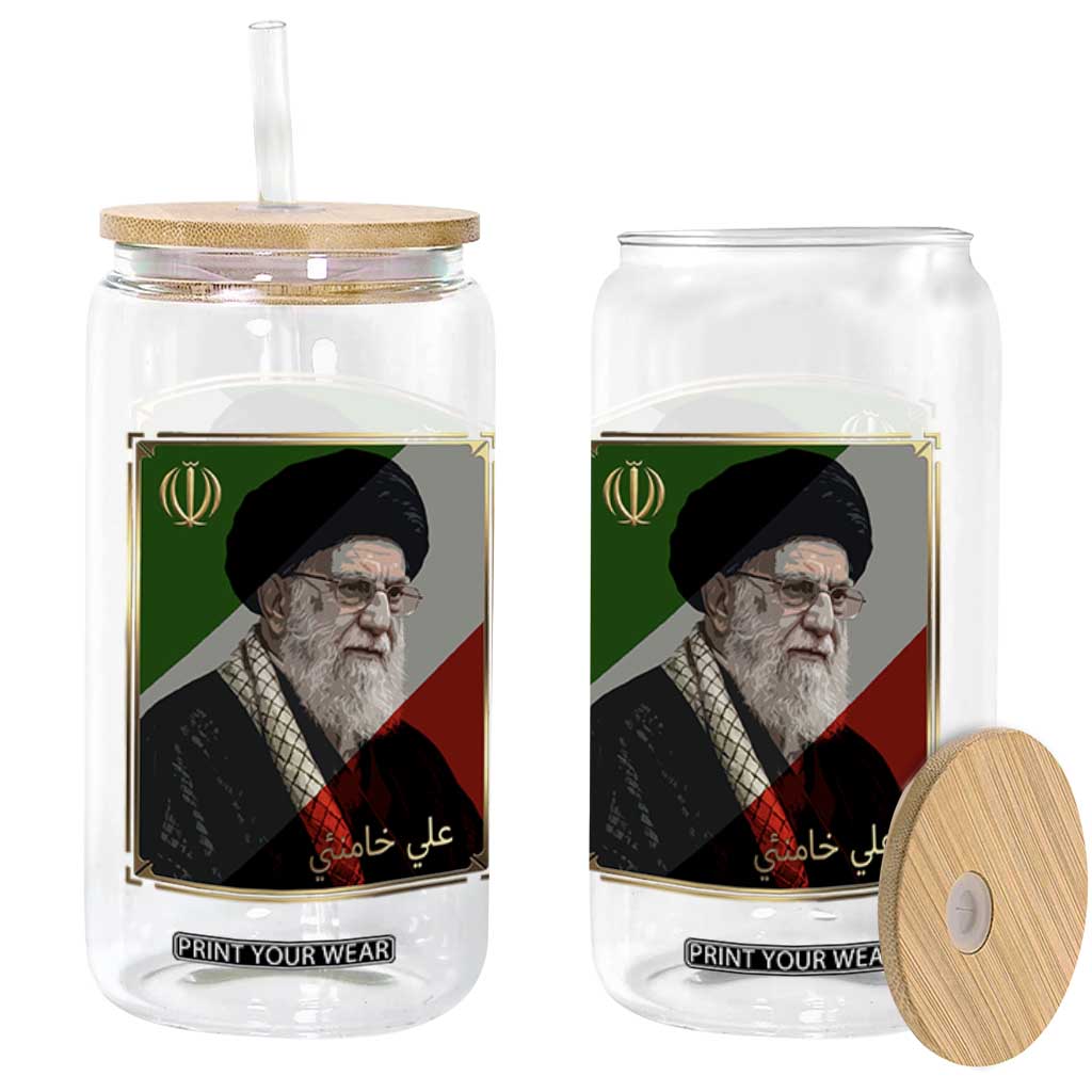 Ali Khamenei Memorial Tribute Portrait Glass Can TS14 Print Your Wear