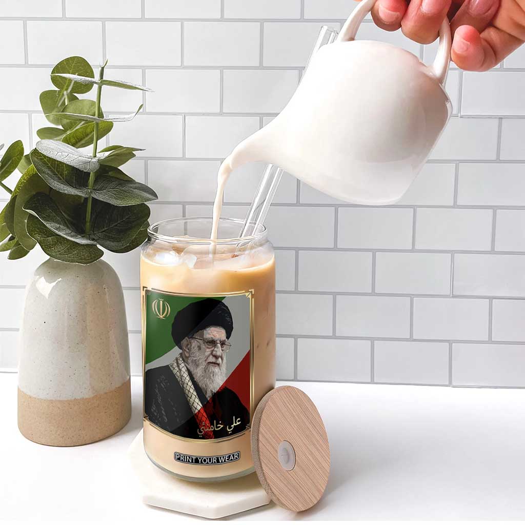 Ali Khamenei Memorial Tribute Portrait Glass Can TS14 Print Your Wear