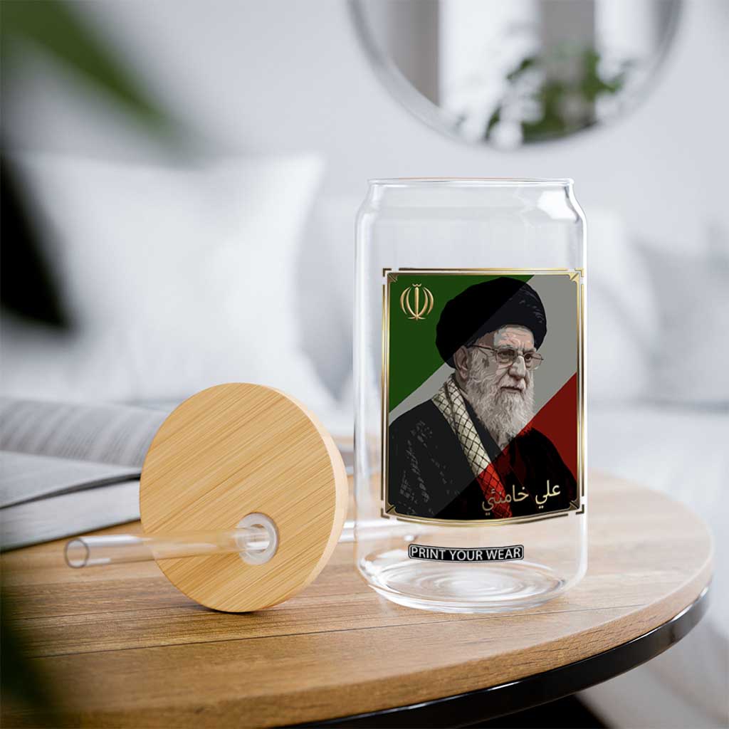 Ali Khamenei Memorial Tribute Portrait Glass Can TS14 Print Your Wear