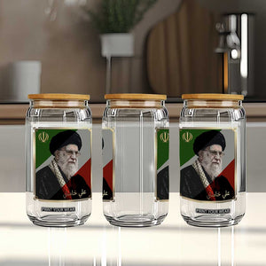 Ali Khamenei Memorial Tribute Portrait Glass Can TS14 Print Your Wear
