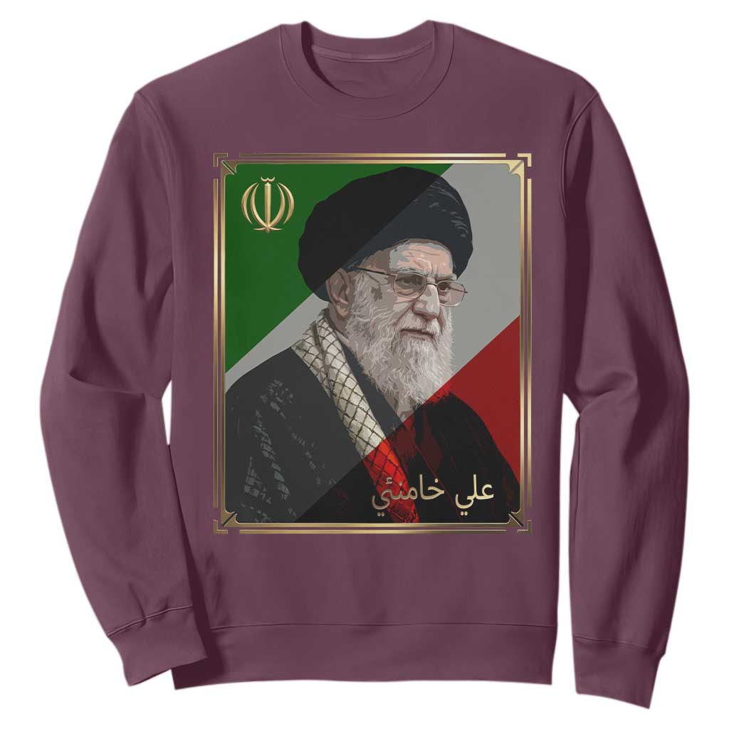 Ali Khamenei Memorial Tribute Portrait Sweatshirt TS14 Maroon Print Your Wear