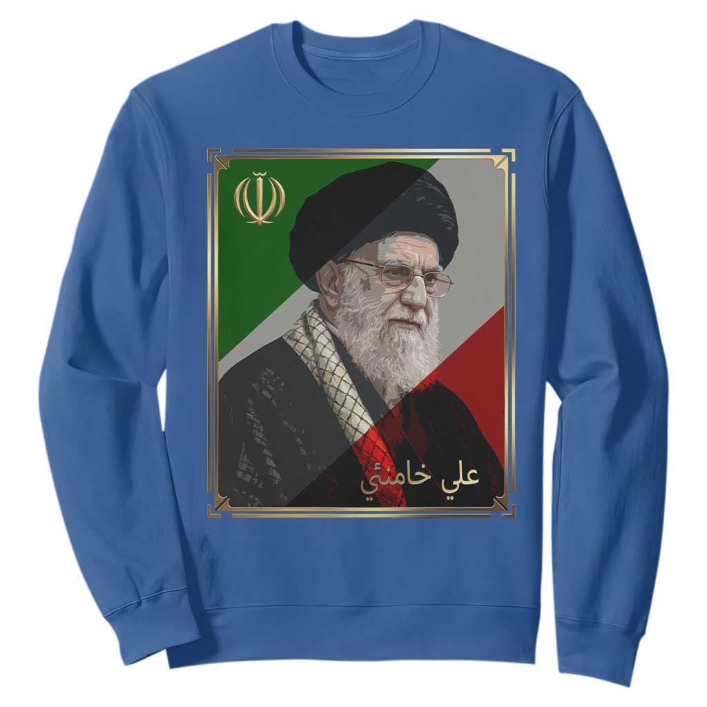 Ali Khamenei Memorial Tribute Portrait Sweatshirt TS14 Royal Blue Print Your Wear