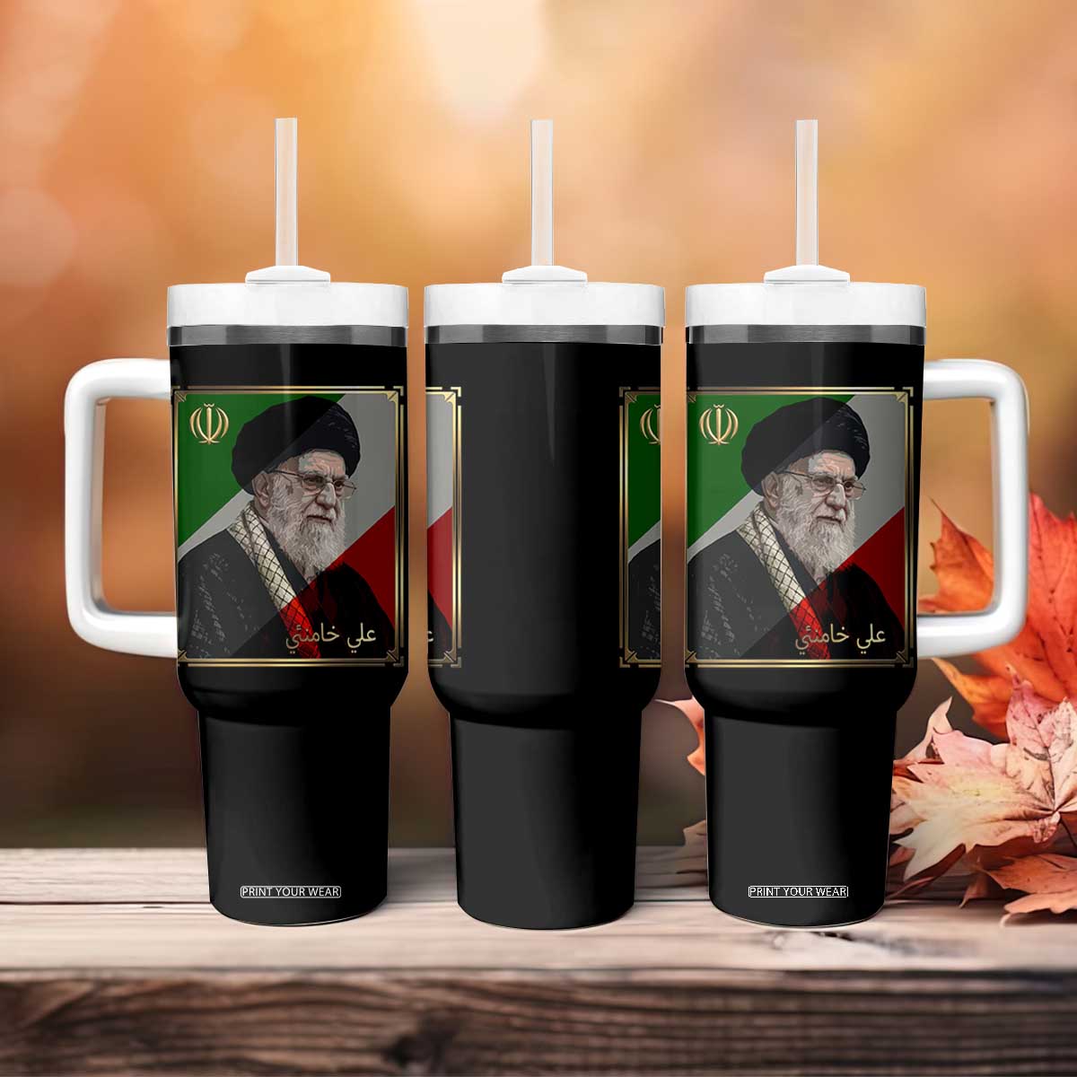 Ali Khamenei Memorial Tribute Portrait Tumbler With Handle TS14 Print Your Wear