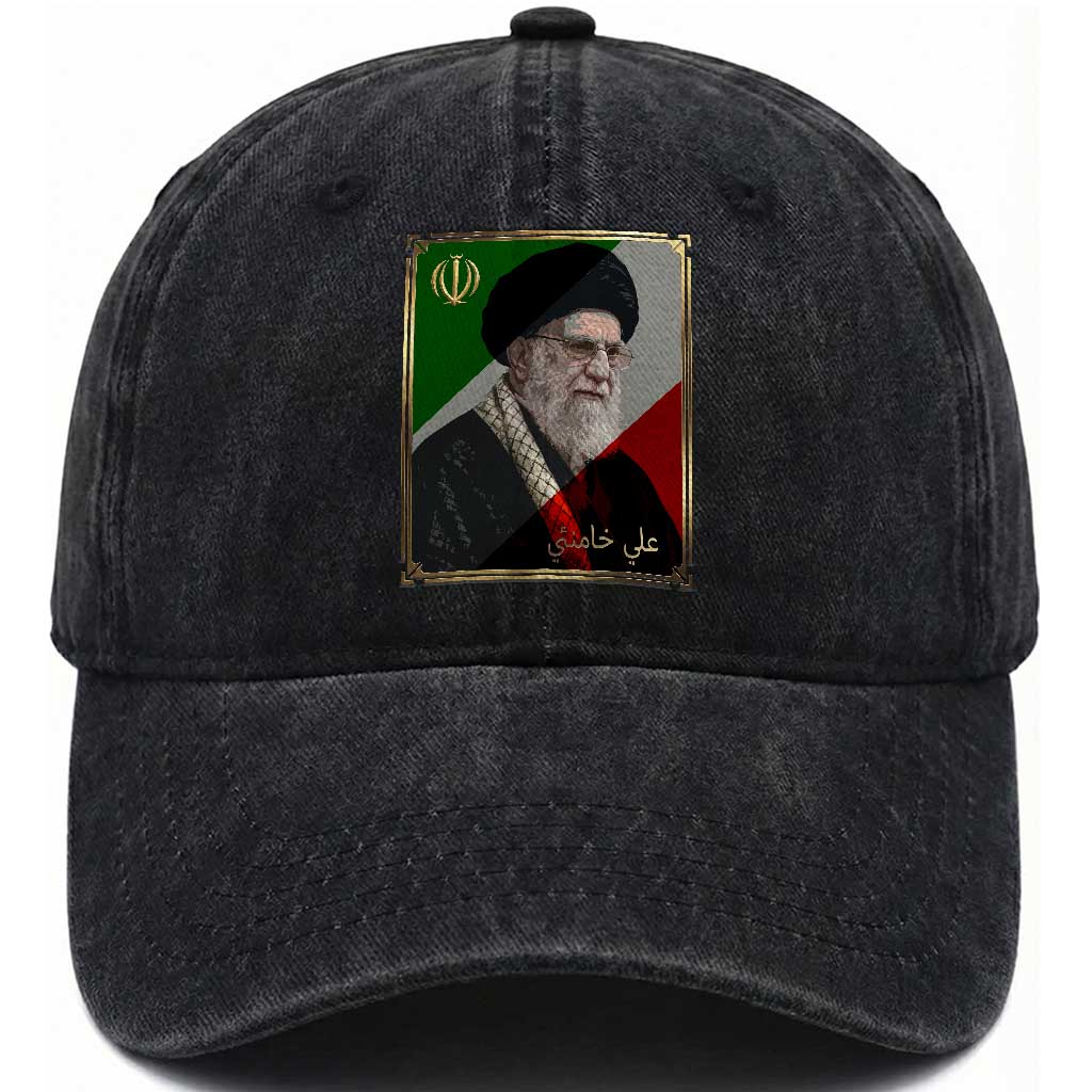 Ali Khamenei Memorial Tribute Portrait Washed Cotton Baseball Cap TS14 Washed Cap Universal Fit Black Print Your Wear