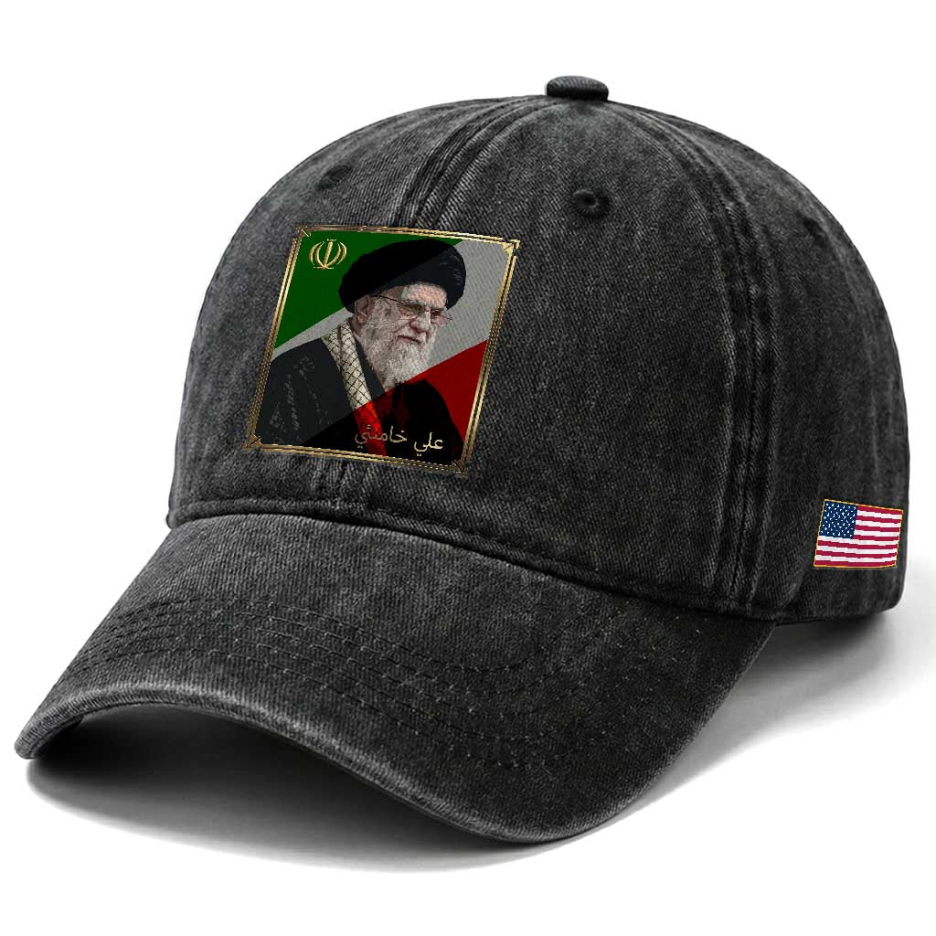 Ali Khamenei Memorial Tribute Portrait Washed Cotton Baseball Cap TS14 Print Your Wear