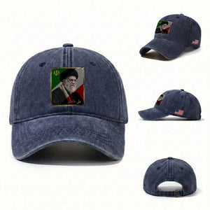 Ali Khamenei Memorial Tribute Portrait Washed Cotton Baseball Cap TS14 Washed Cap Universal Fit Navy Print Your Wear