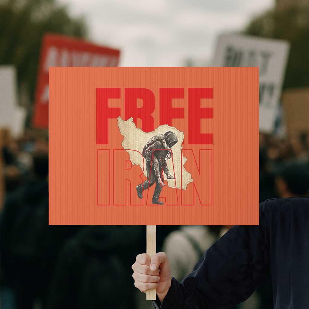 Free Iran Protest Sign Iranian Freedom Memorial Hamid Mahdavi Tribute TS14 Horizontal 18