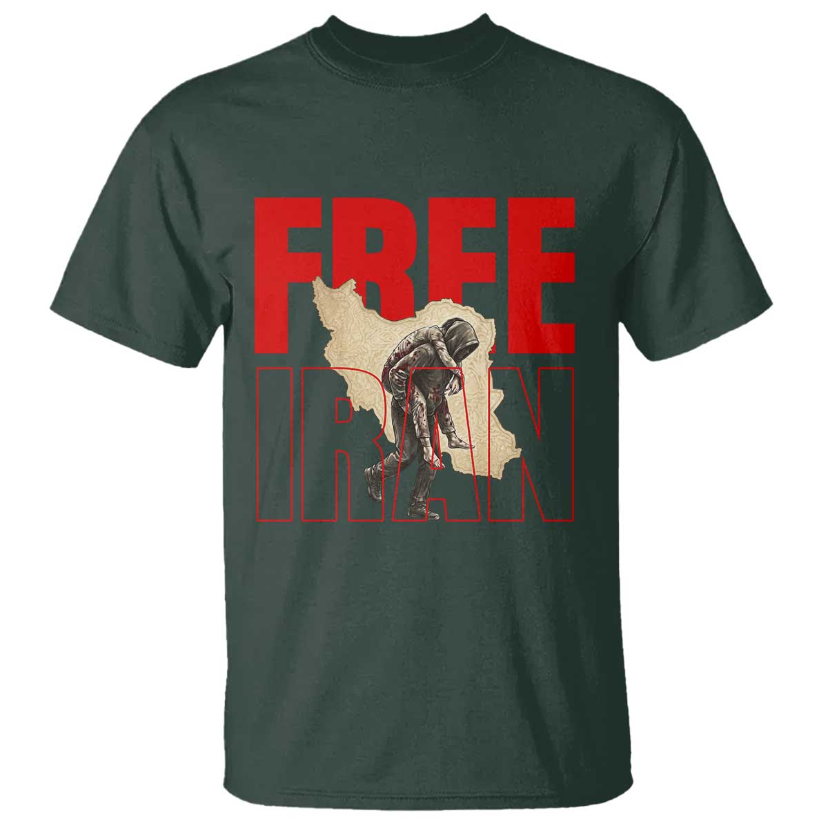 Free Iran T Shirt Iranian Freedom Memorial Hamid Mahdavi Tribute TS14 Dark Forest Green Print Your Wear