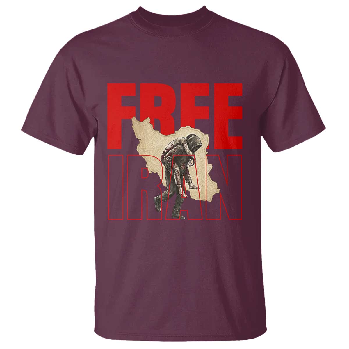 Free Iran T Shirt Iranian Freedom Memorial Hamid Mahdavi Tribute TS14 Maroon Print Your Wear