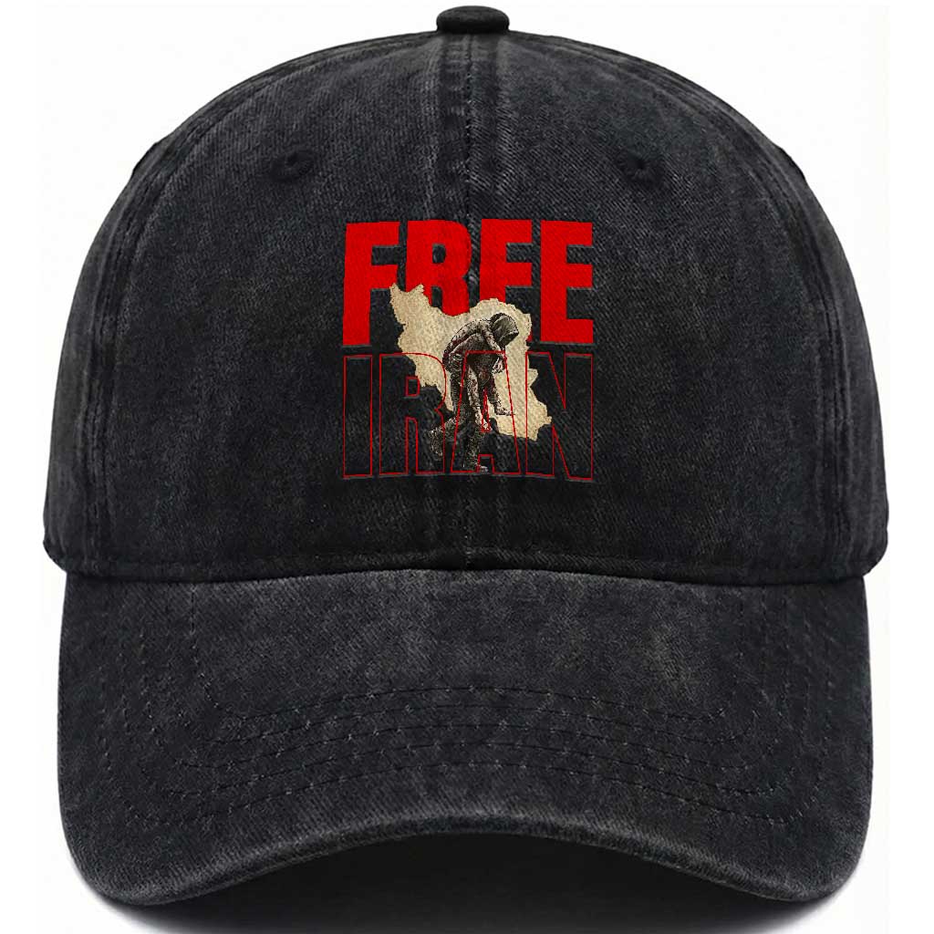 Free Iran Washed Cotton Baseball Cap Iranian Freedom Memorial Hamid Mahdavi Tribute TS14 Washed Cap Universal Fit Black Print Your Wear