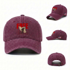 Free Iran Washed Cotton Baseball Cap Iranian Freedom Memorial Hamid Mahdavi Tribute TS14 Washed Cap Universal Fit Burgundy Print Your Wear