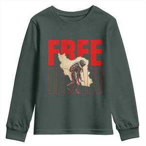 Free Iran Youth Sweatshirt Iranian Freedom Memorial Hamid Mahdavi Tribute TS14 Dark Forest Green Print Your Wear