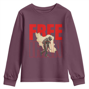 Free Iran Youth Sweatshirt Iranian Freedom Memorial Hamid Mahdavi Tribute TS14 Maroon Print Your Wear