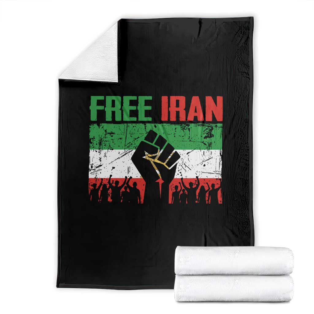 Free Iran Flag Throw Blanket Support Iranian Freedom No War TS14 Black Print Your Wear