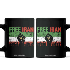 Free Iran Flag Coffee Mug Support Iranian Freedom No War TS14 Black Print Your Wear