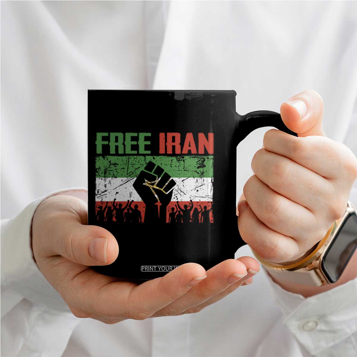 Free Iran Flag Coffee Mug Support Iranian Freedom No War TS14 Print Your Wear