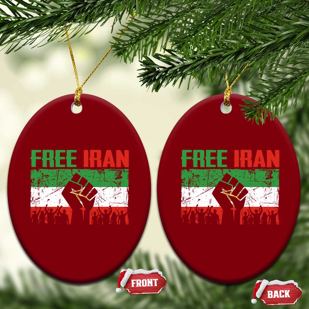 Free Iran Flag Ceramic Ornament Support Iranian Freedom No War TS14 Print Your Wear