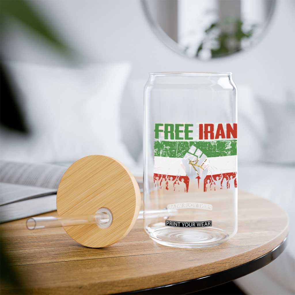 Free Iran Flag Glass Can Support Iranian Freedom No War TS14 Print Your Wear