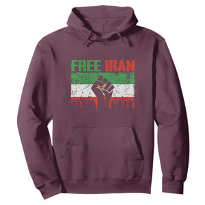 Free Iran Flag Hoodie Support Iranian Freedom No War TS14 Maroon Print Your Wear