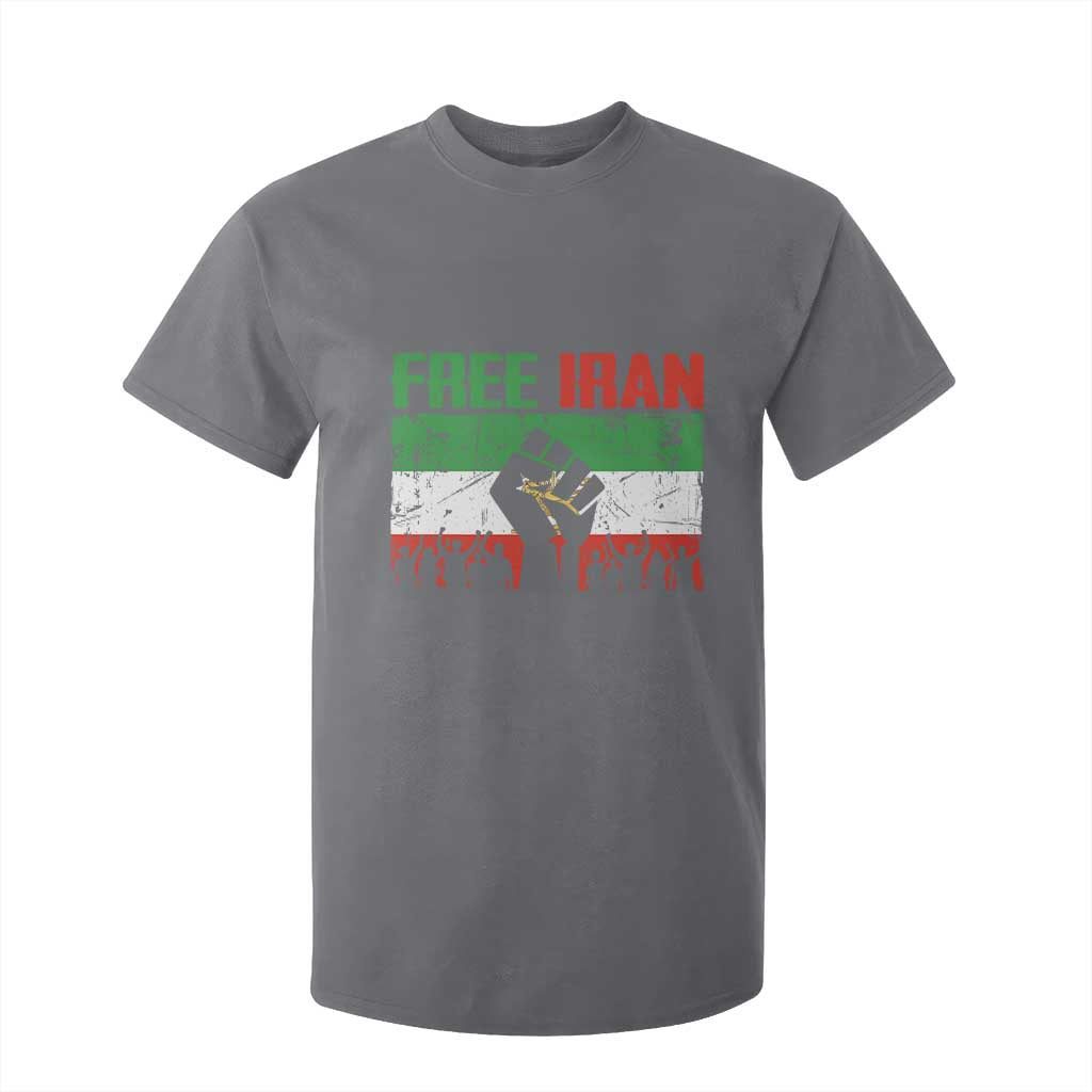 Free Iran Flag T Shirt For Kid Support Iranian Freedom No War TS14 Charcoal Print Your Wear
