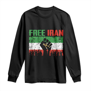 Free Iran Flag Long Sleeve Shirt Support Iranian Freedom No War TS14 Black Print Your Wear