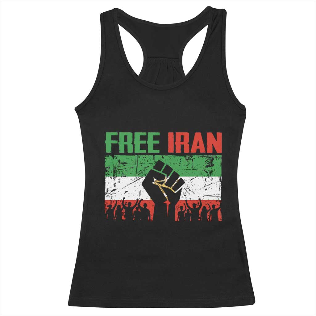 Free Iran Flag Racerback Tank Top Support Iranian Freedom No War TS14 Black Print Your Wear