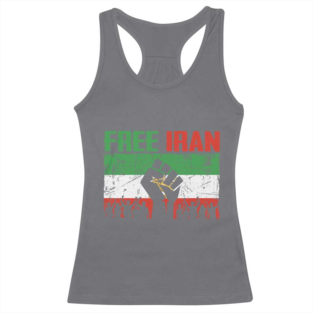 Free Iran Flag Racerback Tank Top Support Iranian Freedom No War TS14 Charcoal Print Your Wear