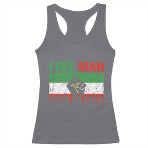 Free Iran Flag Racerback Tank Top Support Iranian Freedom No War TS14 Charcoal Print Your Wear