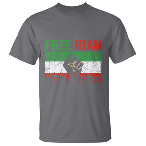 Free Iran Flag T Shirt Support Iranian Freedom No War TS14 Charcoal Print Your Wear