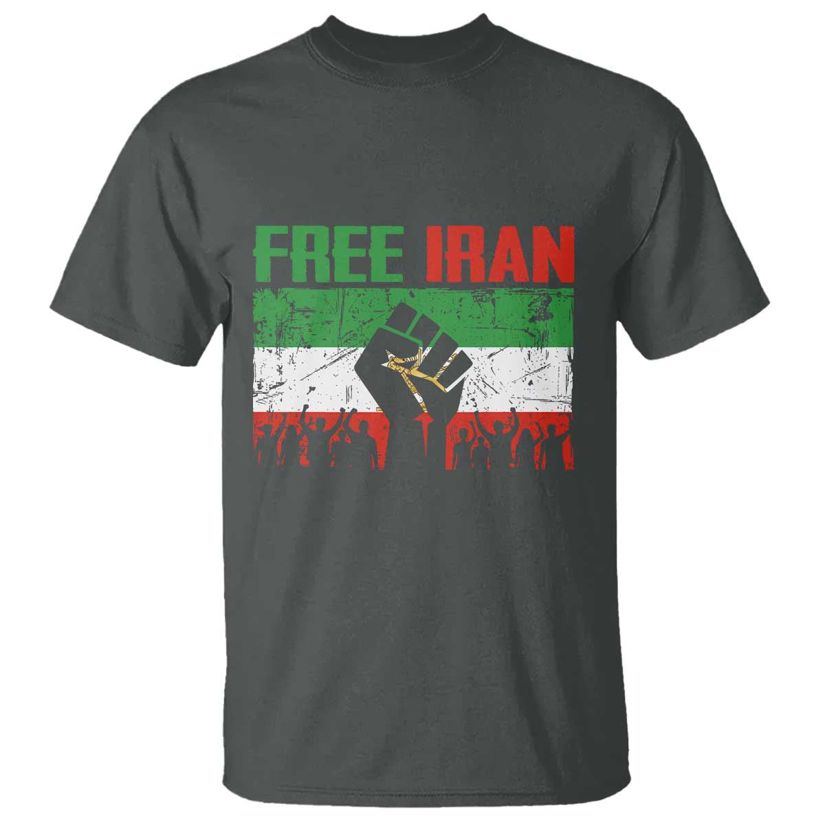 Free Iran Flag T Shirt Support Iranian Freedom No War TS14 Dark Heather Print Your Wear