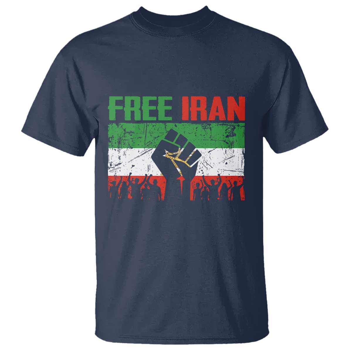 Free Iran Flag T Shirt Support Iranian Freedom No War TS14 Navy Print Your Wear